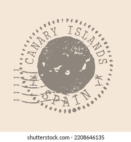 Stamp Postal of  Canary Islands. Map Silhouette rubber Seal.  Design Retro Travel. Seal of Map Canary Islands grunge  for your design. Spain. EPS10