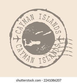 Stamp Postal of  Cayman Islands. Map Silhouette rubber Seal.  Design Retro Travel. Seal of Map Cayman Islands grunge  for your design.  EPS10