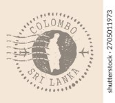 Stamp Postal of Colombo is city of Sri Lanka. Map Silhouette rubber Seal.  Design Retro Travel. Seal  Map of Colombo grunge  for your design. Sri Lanka. EPS10