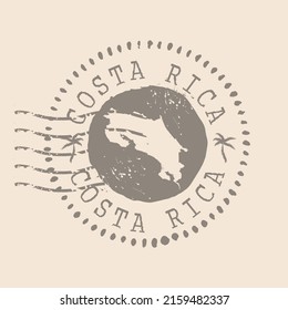 Stamp Postal of Costa Rica. Map Silhouette rubber Seal.  Design Retro Travel. Seal of Map Costa Rica grunge  for your design.  EPS10