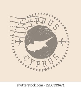 Stamp Postal of  Cyprus. Map Silhouette rubber Seal.  Design Retro Travel. Seal of Map Cyprus grunge  for your design.  EPS10