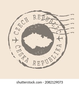 Stamp Postal of Czech Republic. Map Silhouette rubber Seal.  Design Retro Travel. Seal of Map Czech Republic grunge  for your design.  EPS10.
