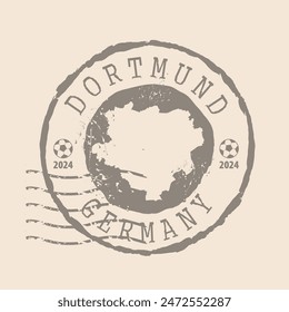 Stamp Postal of Dortmund. Map Silhouette rubber Seal.  Design Retro Travel. Seal  Map of Dortmund is city of  Germany grunge  for your design.  EPS10