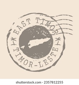 Stamp Postal of  East Timor. Map Silhouette rubber Seal.  Design Retro Travel. Seal of Map East Timor grunge  for your design. Timor-Leste. EPS10