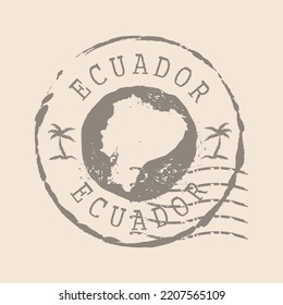 Sello postal de Ecuador. Sello de goma de silueta de mapa.  Design Retro Travel. Sello de Map Ecuador grunge para tu diseño.  EPS10