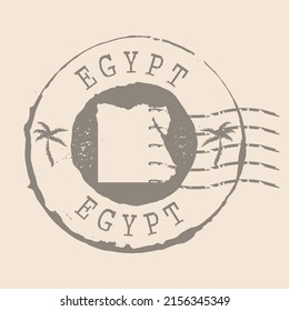 Stamp Postal of Egypt. Map Silhouette rubber Seal.  Design Retro Travel. Seal of Map Egypt grunge  for your design.  EPS10