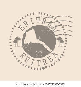 Stamp Postal of  Eritrea. Map Silhouette rubber Seal.  Design Retro Travel. Seal of Map Eritrea grunge  for your web site design, logo, app, UI. EPS10