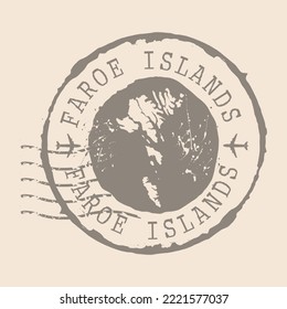Stamp Postal of  Faroe Islands. Map Silhouette rubber Seal.  Design Retro Travel. Seal of Map Faroe Islands grunge  for your design.  EPS10