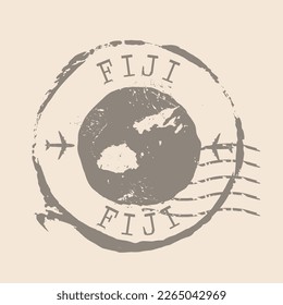 Stamp Postal of Fiji. Map Silhouette rubber Seal.  Design Retro Travel. Seal  Map Fiji  grunge  for your design.  EPS10