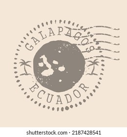 Stamp Postal of Galapagos. Map Silhouette rubber Seal.  Design Retro Travel. Seal of Map Galapagos grunge  for your design. Ecuador. EPS10