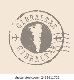 Stamp Postal of  Gibraltar. Map Silhouette rubber Seal.  Design Retro Travel. Seal of Map Gibraltar grunge  for your web site design, logo, app, UI. British Overseas Territory. EPS10