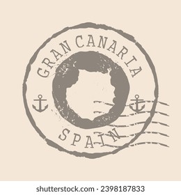 Stamp Postal of Gran Canaria. Map Silhouette rubber Seal.  Design Retro Travel. Seal  Map Gran Canaria of Canary Islands grunge  for your design.  Spain. EPS10