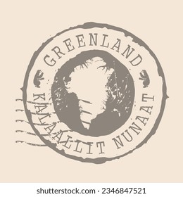 Stamp Postal of  Greenland. Map Silhouette rubber Seal.  Design Retro Travel. Seal of Map Greenland grunge  for your design.  EPS10