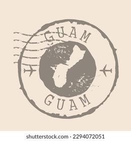 Stamp Postal of Guam. Map Silhouette rubber Seal.  Design Retro Travel. Seal  Map of Guam grunge  for your design.  EPS10