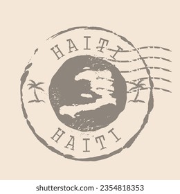 Stamp Postal of Haiti. Map Silhouette rubber Seal.  Design Retro Travel. Seal of Map Haiti grunge  for your design.  EPS10