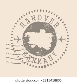 Stamp Postal of Hanover. Map Silhouette rubber Seal.  Design Retro Travel. Seal  Map of Hanover is city of  Germany grunge  for your design.  EPS10