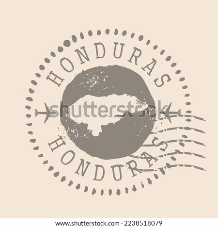 Stamp Postal of  Honduras. Map Silhouette rubber Seal.  Design Retro Travel. Seal of Map Honduras grunge  for your design.  EPS10