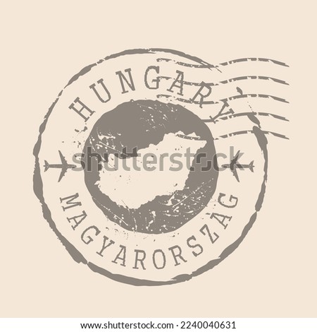 Stamp Postal of  Hungary. Map Silhouette rubber Seal.  Design Retro Travel. Seal of Map Hungary grunge  for your design.  EPS10