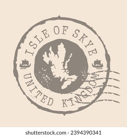 Stamp Postal Isle of Skye. Map Silhouette rubber Seal.  Design Retro Travel. Seal of Map Isle of Skye grunge  for your design. Scotland. EPS10