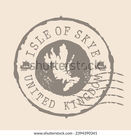 Stamp Postal Isle of Skye. Map Silhouette rubber Seal.  Design Retro Travel. Seal of Map Isle of Skye grunge  for your design. Scotland. EPS10