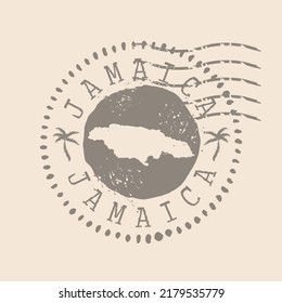 Stamp Postal of Jamaica. Map Silhouette rubber Seal.  Design Retro Travel. Seal of Map Jamaica grunge  for your design.  EPS10 svg