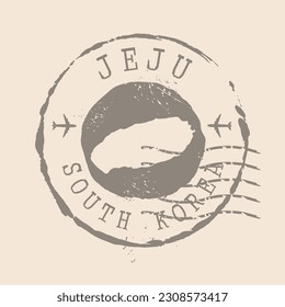 Stamp Postal of Jeju. Map Silhouette rubber Seal.  Design Retro Travel. Seal  Map Jeju of South Korea grunge  for your design.  EPS10