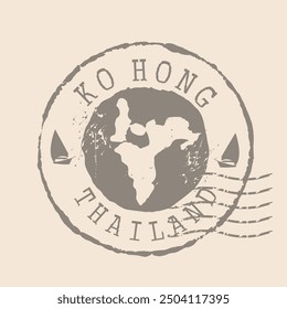 Stamp Postal of Ko Hong. Map Silhouette rubber Seal.  Design Retro Travel. Seal  Map Ko Hong of Thailand grunge  for your design.  EPS10