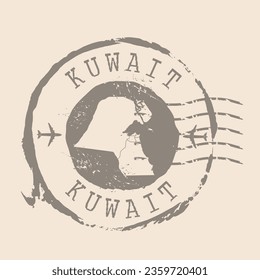 Stamp Postal of  Kuwait. Map Silhouette rubber Seal.  Design Retro Travel. Seal of Map Kuwait grunge  for your design. State of Kuwait. EPS10