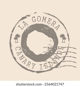 Stamp Postal of La Gomera. Map Silhouette rubber Seal.  Design Retro Travel. Seal  Map La Gomera of Canary Islands grunge  for your design.  Spain. EPS10