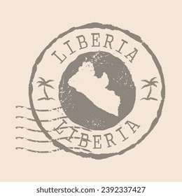 Stamp Postal of  Liberia. Map Silhouette rubber Seal.  Design Retro Travel. Seal of Map Liberia grunge  for your design.  EPS10