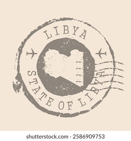 Stamp Postal of Libya. Map Silhouette rubber Seal.  Design Retro Travel. Seal  Map of Libya grunge  for your design.  EPS10