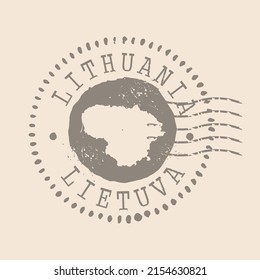 Stamp Postal of Lithuania. Map Silhouette rubber Seal.  Design Retro Travel. Seal of Map Lithuania grunge  for your design.  EPS10.
