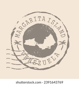 Stamp Postal of  Margarita Island. Map Silhouette rubber Seal.  Design Retro Travel. Seal of Map Margarita Island grunge  for your design.  EPS10