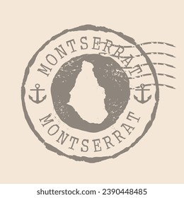 Stamp Postal of  Montserrat. Map Silhouette rubber Seal.  Design Retro Travel. Seal of Map Montserrat grunge  for your design.  EPS10