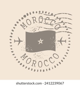 Stempel Postal von Marokko. Flag Silhouette Gummi Siegel.  Design Retro Travel. Siegel der Flagge Marokko grunge für Ihr Design.  EPS10