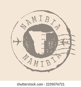 Sello postal de Namibia. Sello de goma de silueta de mapa.  Design Retro Travel. Sello de Map Namibiagrunge para su diseño.  EPS10