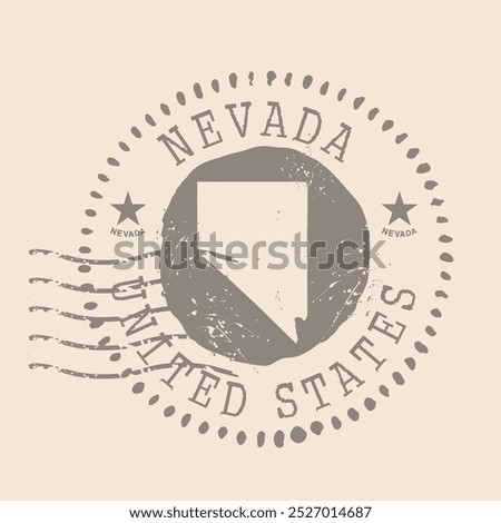 Stamp Postal of Nevada. Map Silhouette rubber Seal.  Design Retro Travel. Seal  Map of Nevada grunge  for your design. United States.  EPS10