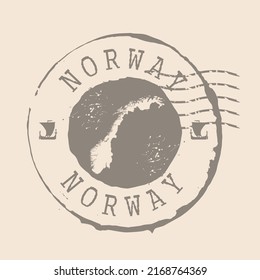 Stamp Postal of Norway. Map Silhouette rubber Seal.  Design Retro Travel. Seal of Map Norway grunge  for your design.  EPS10