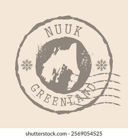 Stamp Postal Nuuk of  Greenland. Map Silhouette rubber Seal.  Design Retro Travel. Seal of Map Nuuk  grunge  for your design.  EPS10