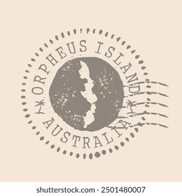 Stamp Postal of  Orpheus Island of Australia. Map Silhouette rubber Seal.  Design Retro Travel. Seal of Map Orpheus Island grunge  for your design.  EPS10