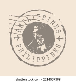 Stamp Postal of  Philippines. Map Silhouette rubber Seal.  Design Retro Travel. Seal of Map Philippines grunge  for your design.  EPS10