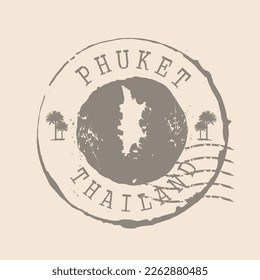 Stamp Postal von Phuket . Karte Silhouette Gummi Siegel.  Design Retro Travel. Siegel Karte Phuket aus Thailand grunge für Ihr Design.  EPS10