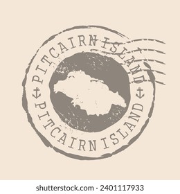 Stamp Postal of Pitcairn Islands. Map Silhouette rubber Seal.  Design Retro Travel. Seal  Map Pitcairn Island grunge  for your design.  Spain. EPS10