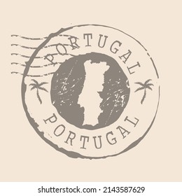 Stamp Postal of Portugal. Map Silhouette rubber Seal.  Design Retro Travel. Seal of Map Portugal grunge  for your design.  EPS10