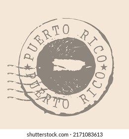 Stamp Postal of Puerto Rico. Map Silhouette rubber Seal.  Design Retro Travel. Seal of Map Puerto Rico grunge  for your design.  EPS10