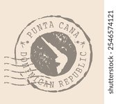 Stamp Postal of Punta Cana is city of Dominican Republic. Map Silhouette rubber Seal.  Design Retro Travel. Seal  Map of Punta Cana grunge  for your design. EPS10