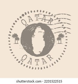 Stamp Postal of Qatar. Map Silhouette rubber Seal.  Design Retro Travel. Seal of Map Qatar grunge  for your design.  EPS10