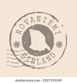 Stamp Postal of Rovaniemi is city of Finland. Map Silhouette rubber Seal.  Design Retro Travel. Seal  Map of Rovaniemi grunge  for your design. EPS10