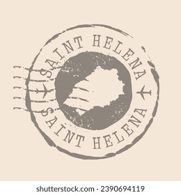 Stamp Postal of  Saint Helena island. Map Silhouette rubber Seal.  Design Retro Travel. Seal of Map Saint Helena grunge  for your design.  EPS10