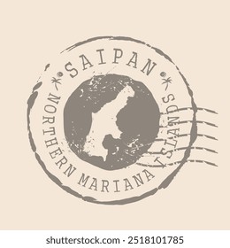 Carimbo Postal da Ilha Saipan. Mapa Silhueta borracha selo.  Design - Viagens Retro. Mapa do selo Ilha Saipan das Ilhas Marianas do Norte grunge para o seu design.  EPS10